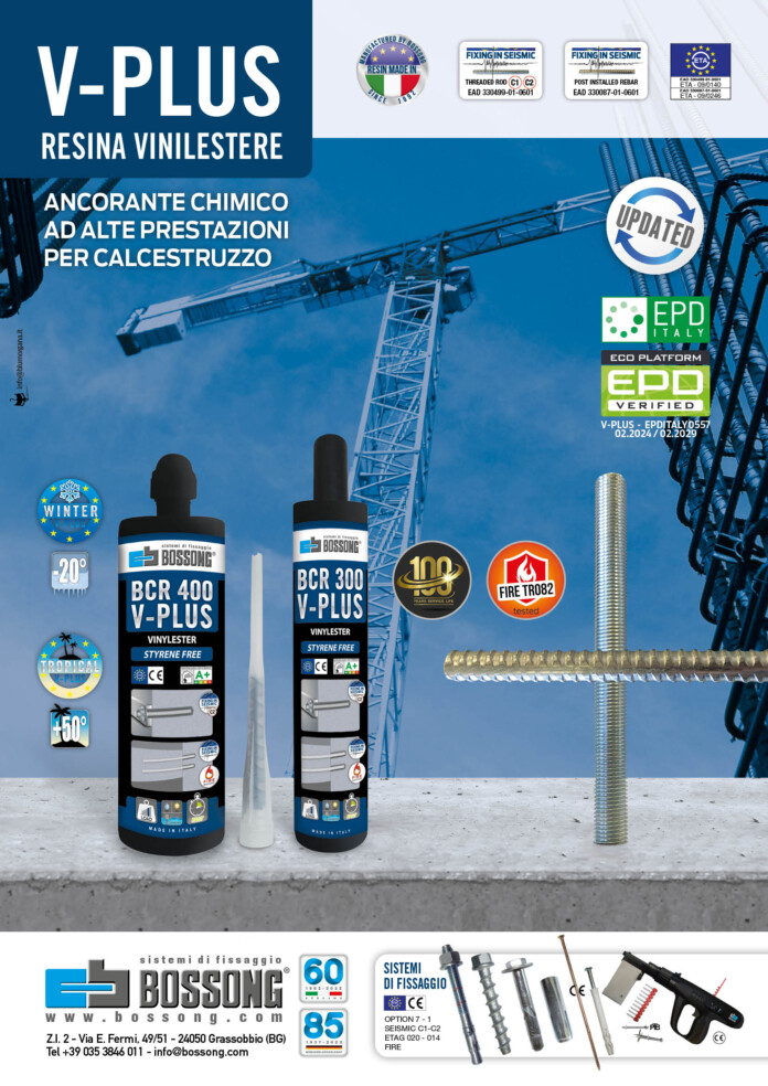 BOSSONG V-PLUS ANCORANTE CHIMICO VINILESTERE AD ALTE PRESTAZIONI PER CALCESTRUZZO