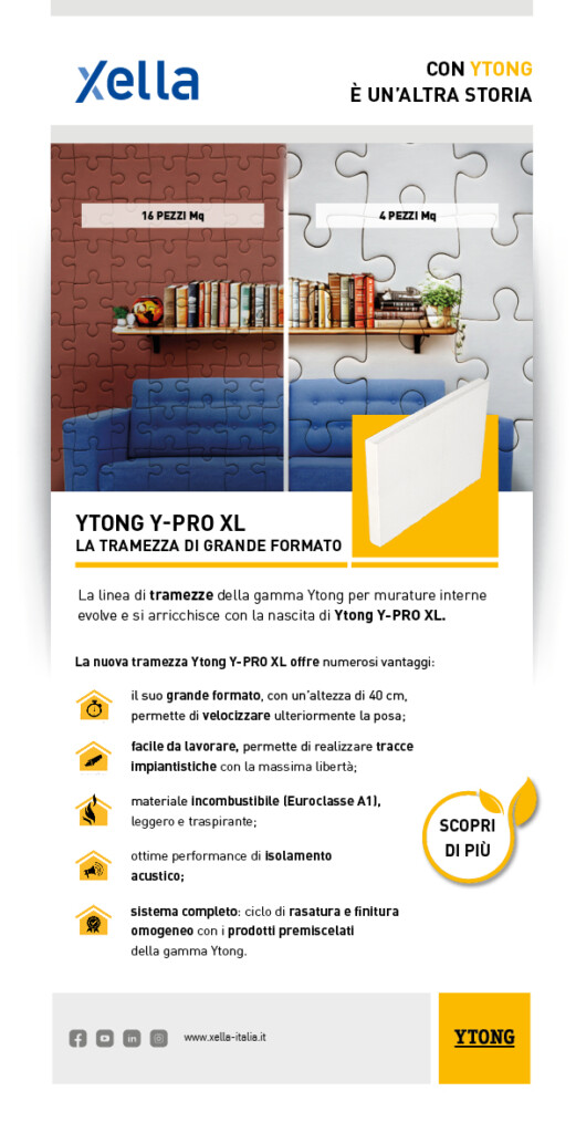 EDILBUILD PRODOTTI: YTONG Y-PRO XL: la tramezza di grande formato per una posa facile e veloce
